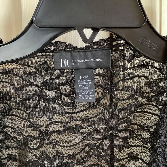 I.N.C Lace Jacket Tie Front Black Silver SZ PM - Picture 5 of 15